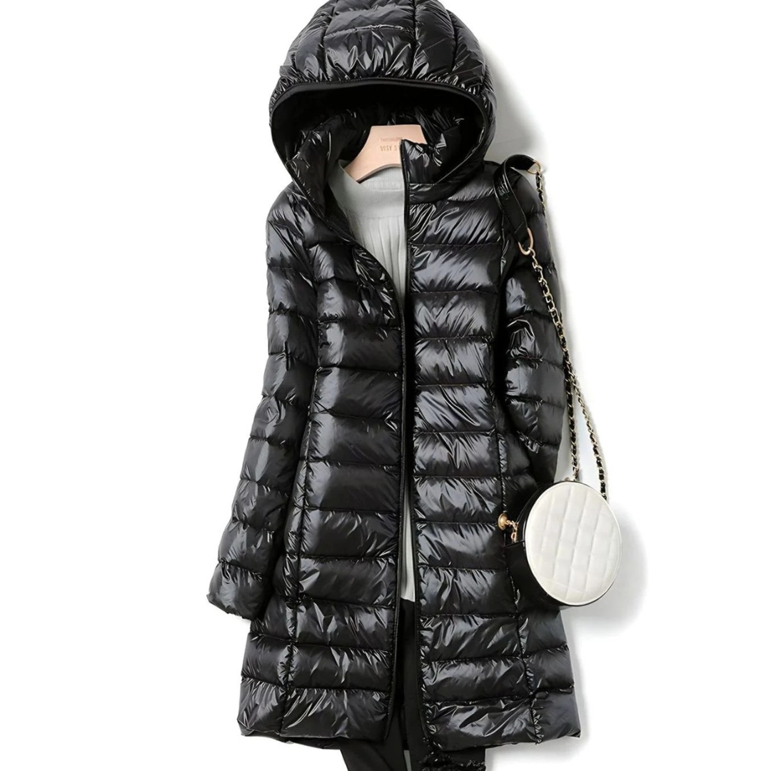 Felina | Damen Steppjacke mit Kapuze, Reißverschluss und langem Design