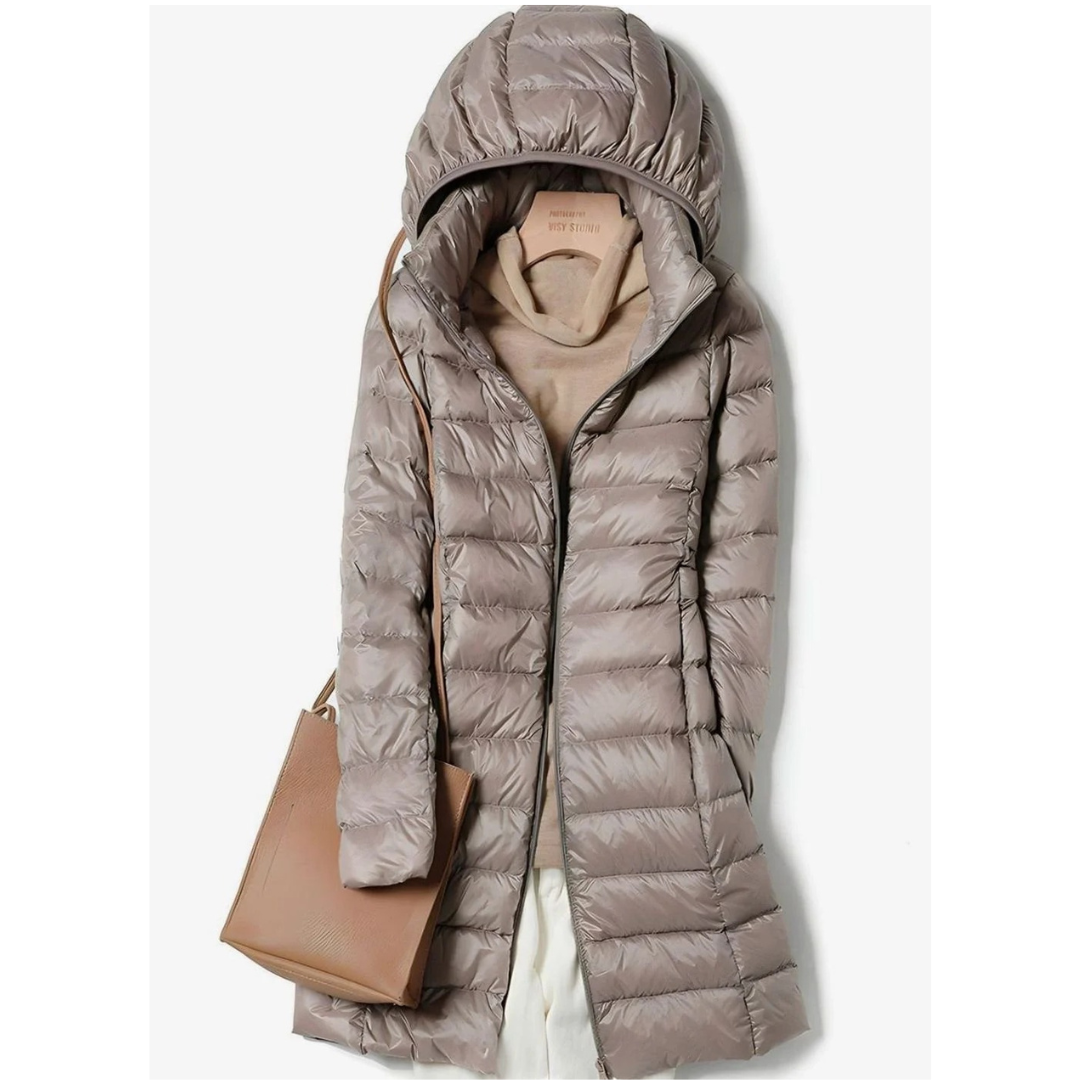 Felina | Damen Steppjacke mit Kapuze, Reißverschluss und langem Design