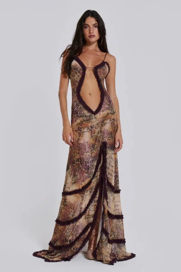 Figurbetontes Maxikleid Mit Cut-Out Und Beinschlitz