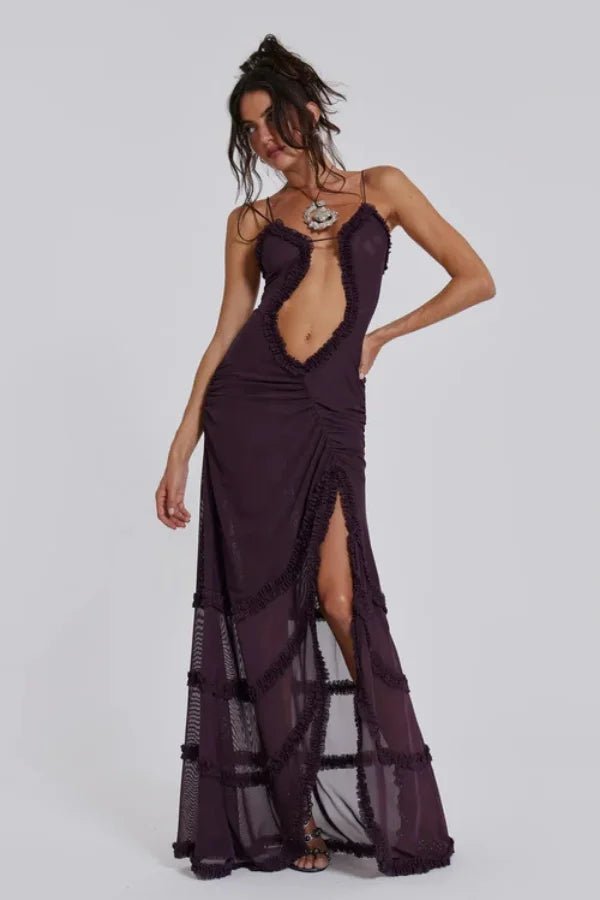 Figurbetontes Maxikleid Mit Cut-Out Und Beinschlitz