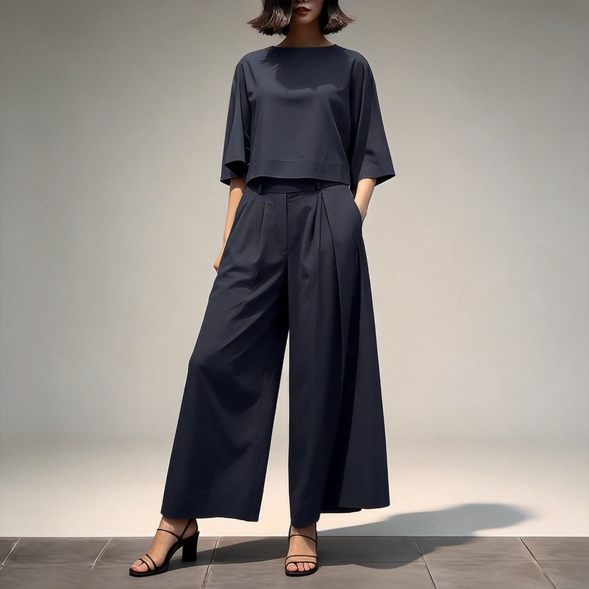 Sofia™ Set mit Lockerer Cropped-Bluse und High-Waist Culotte