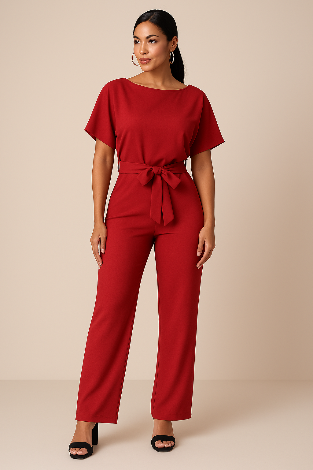 Frieda | Damen Kurzarm Jumpsuit Weites Bein