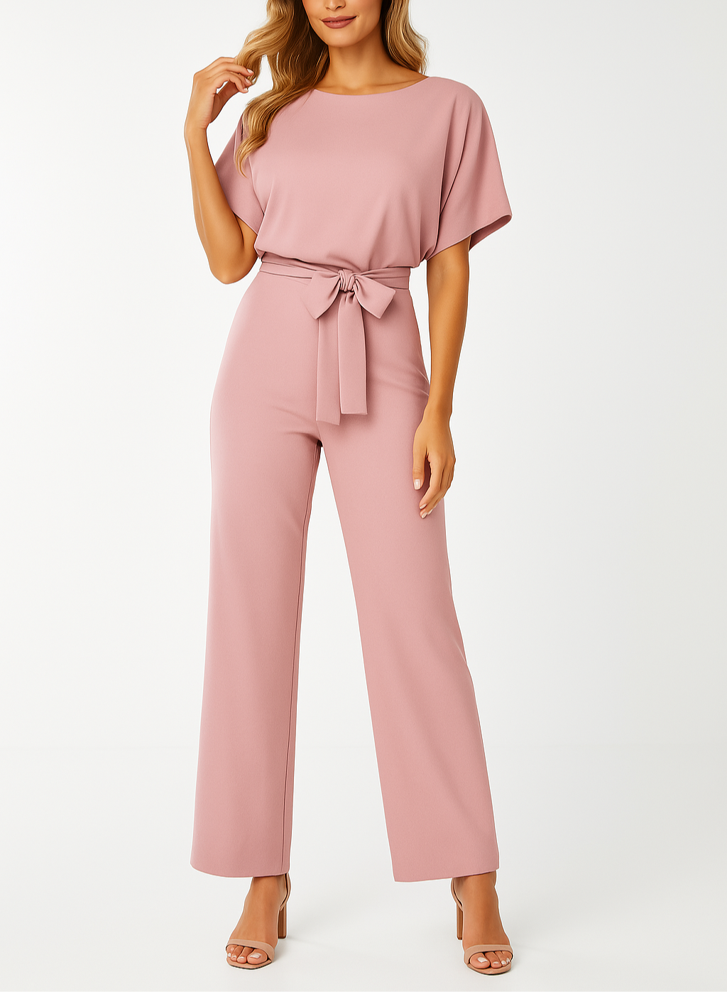 Frieda | Damen Kurzarm Jumpsuit Weites Bein