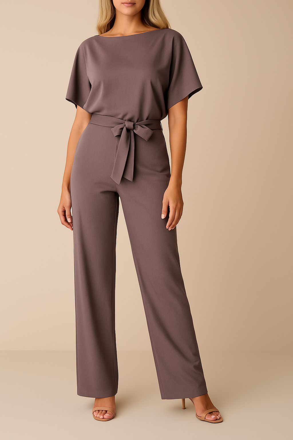 Frieda | Damen Kurzarm Jumpsuit Weites Bein
