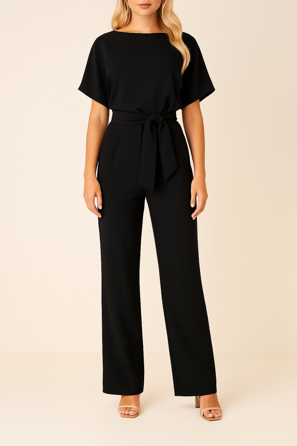 Frieda | Damen Kurzarm Jumpsuit Weites Bein