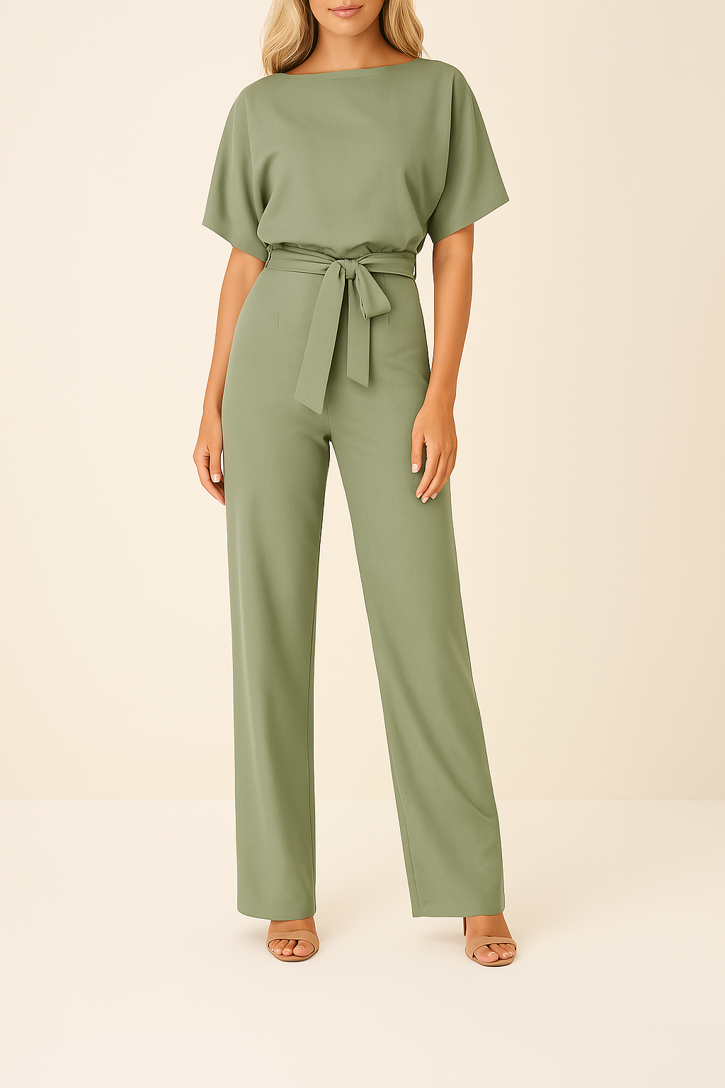 Frieda | Damen Kurzarm Jumpsuit Weites Bein