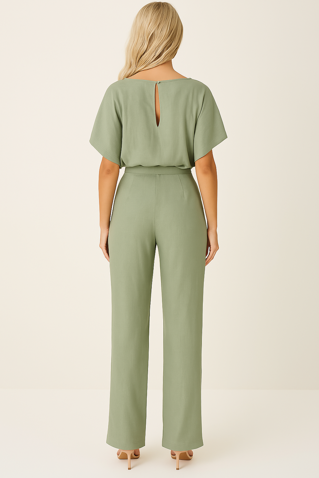 Frieda | Damen Kurzarm Jumpsuit Weites Bein