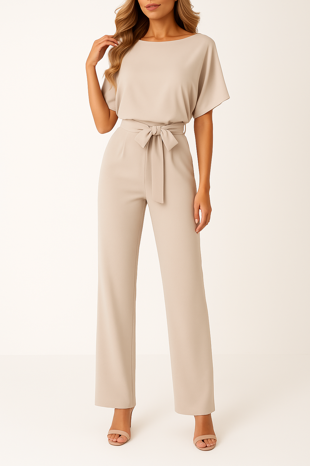 Frieda | Damen Kurzarm Jumpsuit Weites Bein