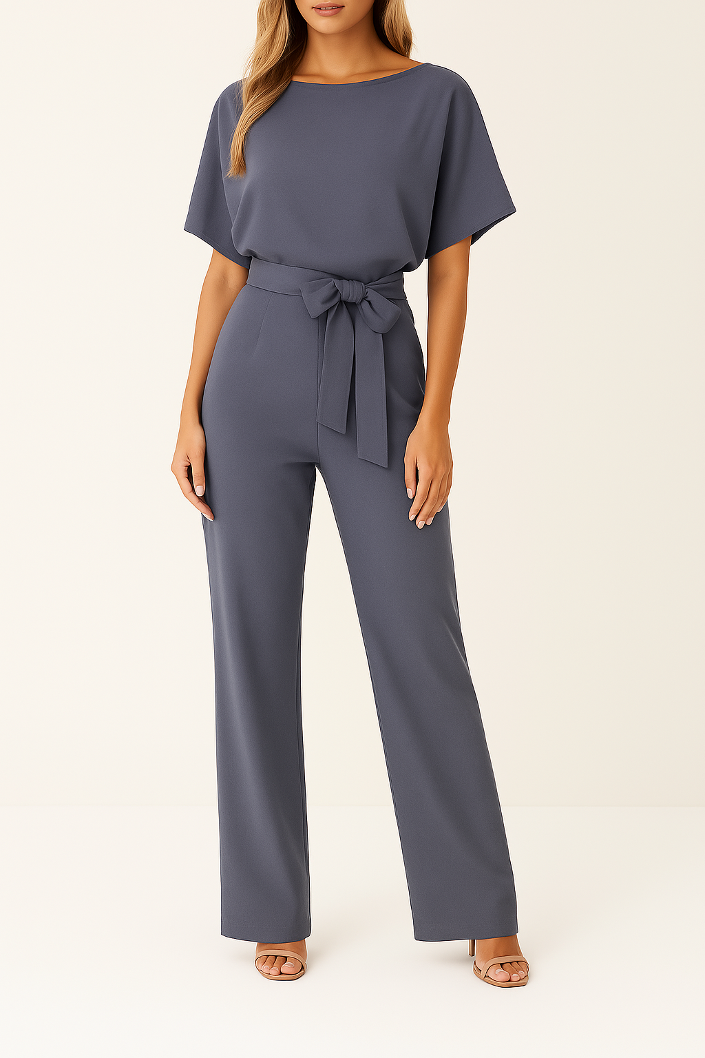 Frieda | Damen Kurzarm Jumpsuit Weites Bein