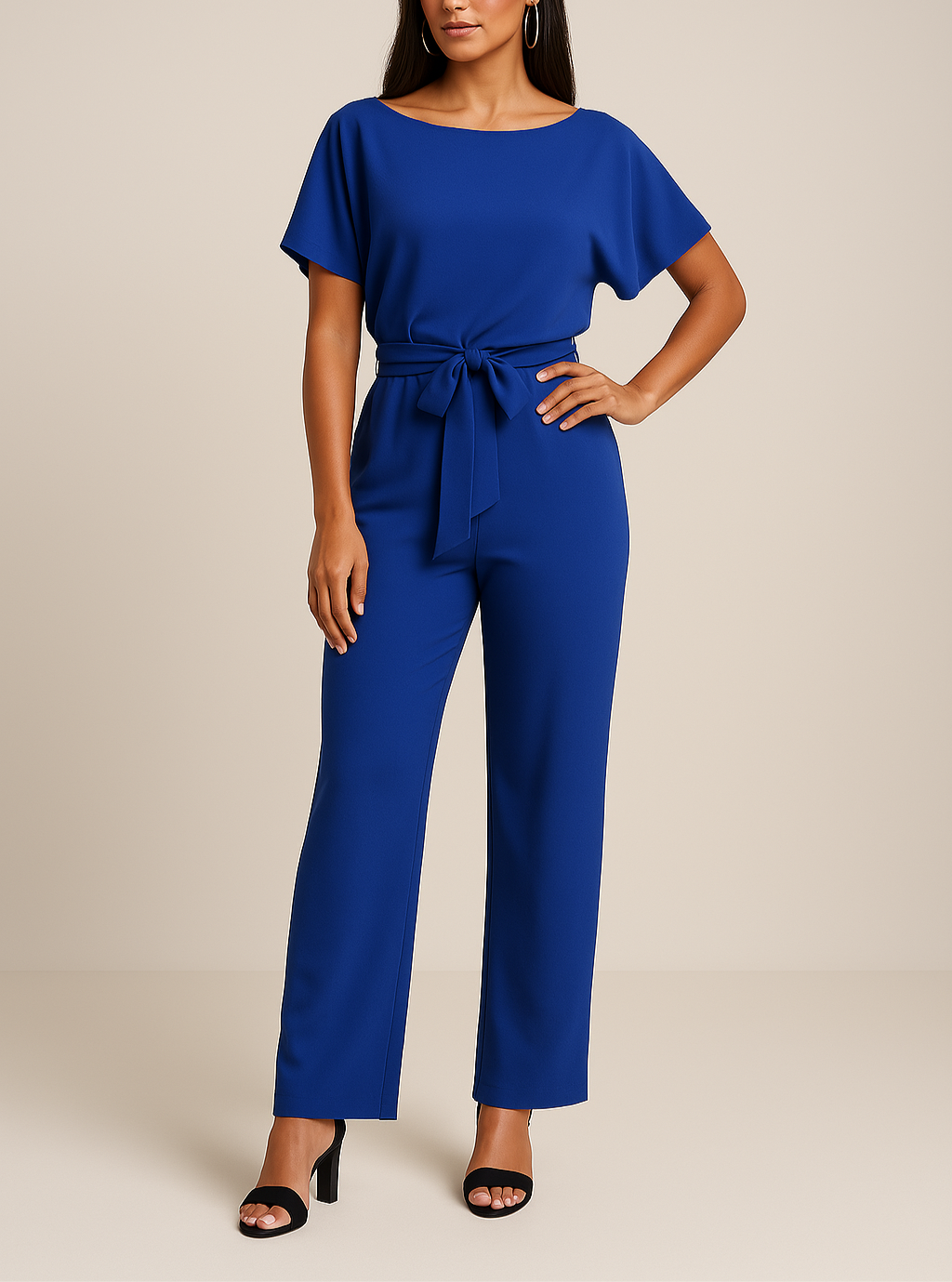 Frieda | Damen Kurzarm Jumpsuit Weites Bein