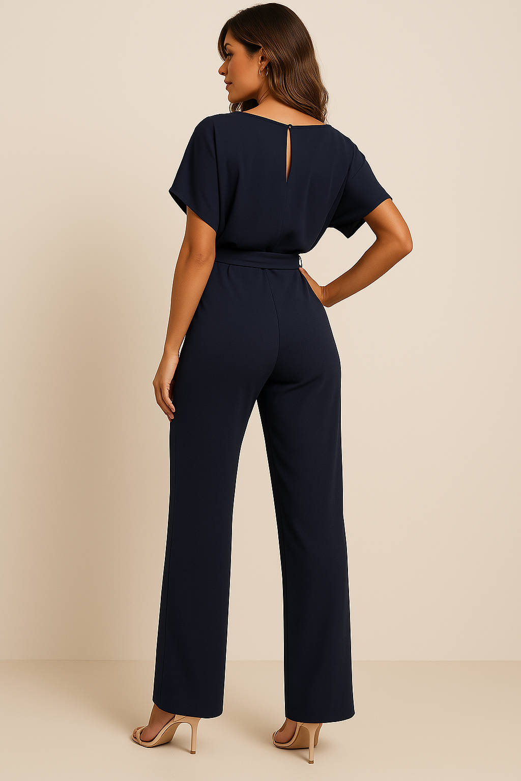 Frieda | Damen Kurzarm Jumpsuit Weites Bein