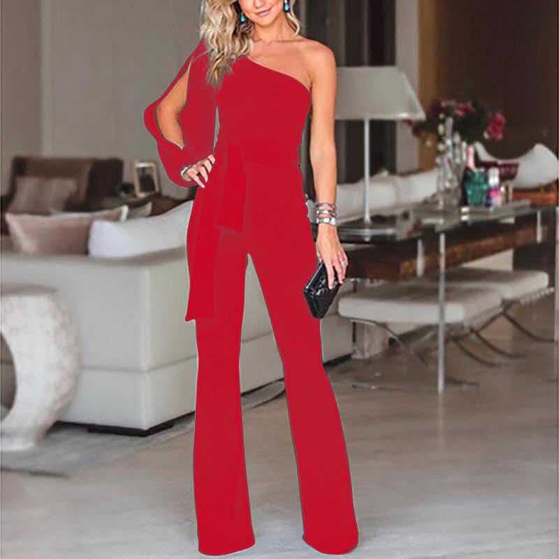 Friederike | Damen One Shoulder Gürtel Jumpsuit