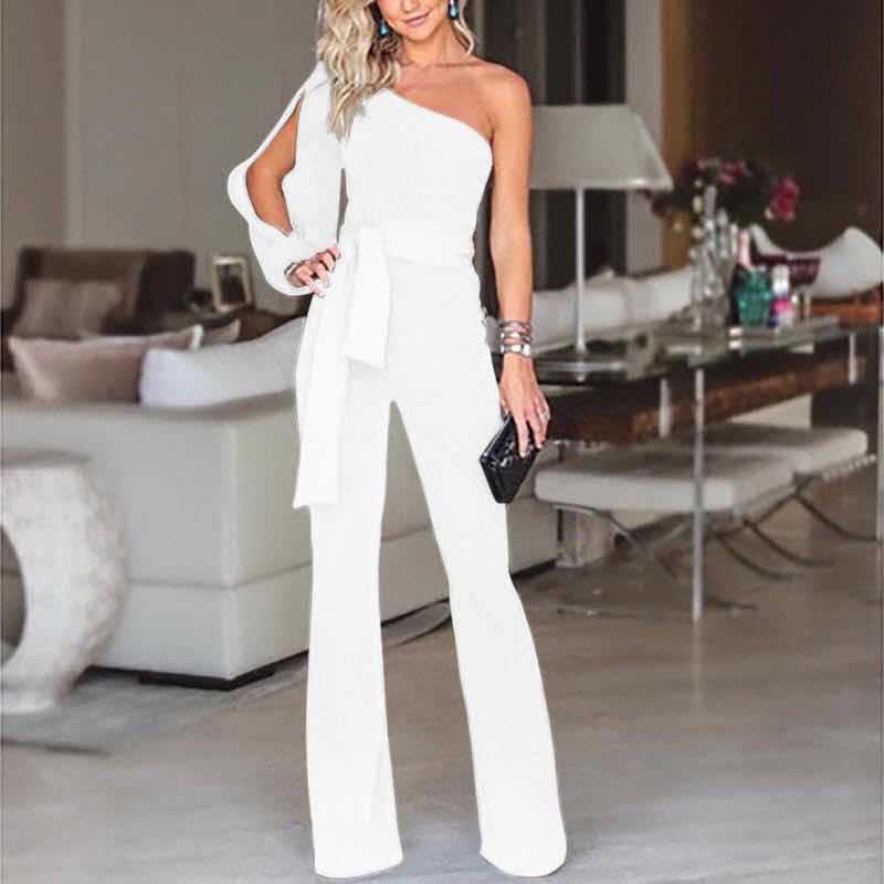Friederike | Damen One Shoulder Gürtel Jumpsuit