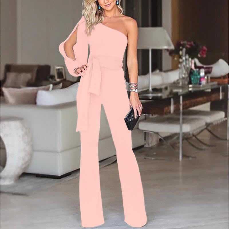 Friederike | Damen One Shoulder Gürtel Jumpsuit