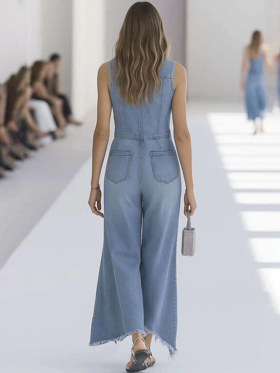 Galiana | Damen Ärmellose Wide Leg Overall