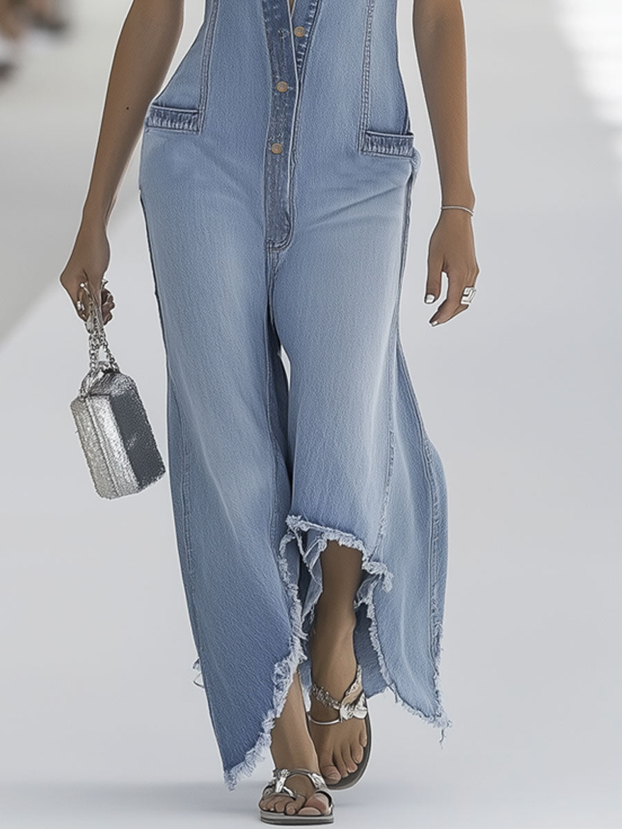Galiana | Damen Ärmellose Wide Leg Overall