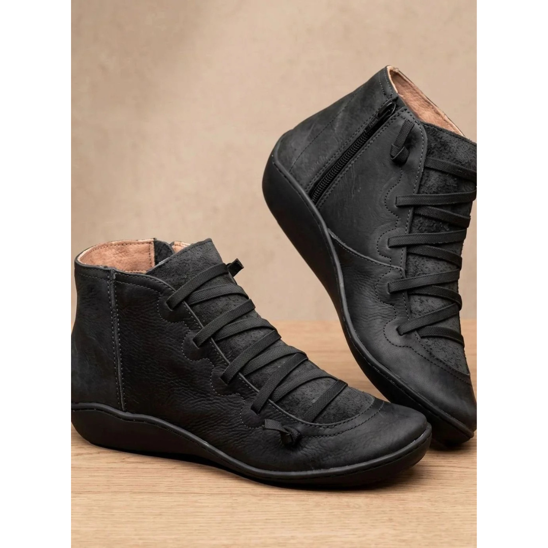 Gina | Damen Orthopädische Stiefeletten mit Schnürung und Reißverschluss
