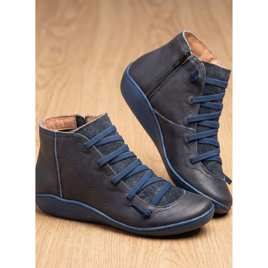 Gina | Damen Orthopädische Stiefeletten mit Schnürung und Reißverschluss