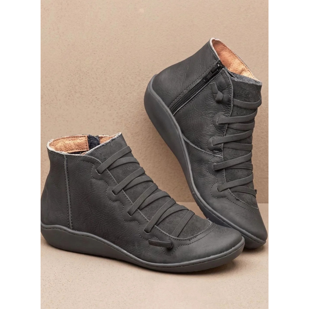 Gina | Damen Orthopädische Stiefeletten mit Schnürung und Reißverschluss