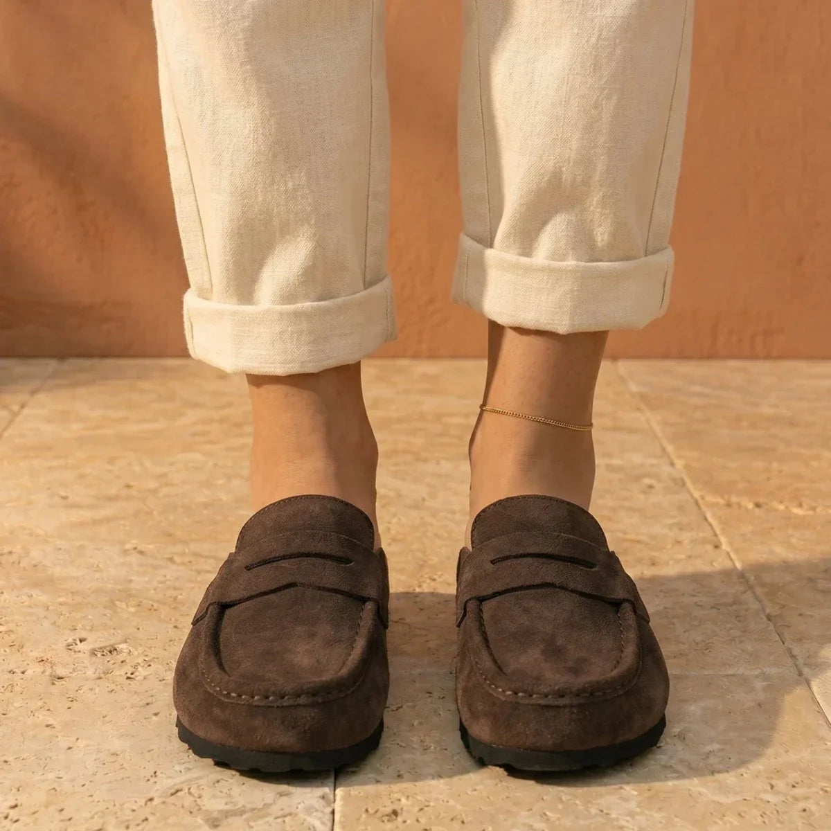 Gina Sabot Mokassin – Sabots Mules Mokassin Damen aus Wildleder, Komfortsohle aus Kork