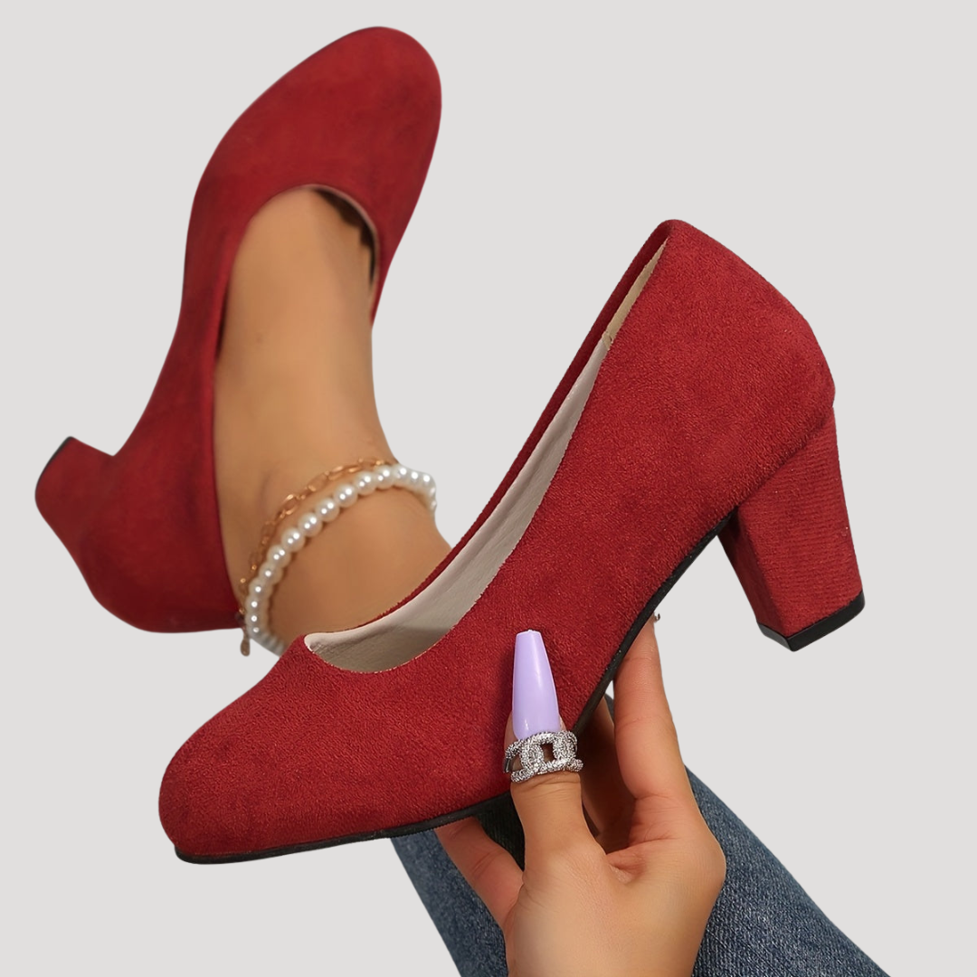 Giselle | Damen Blockabsatz Pumps mit rundem Zehenbereich