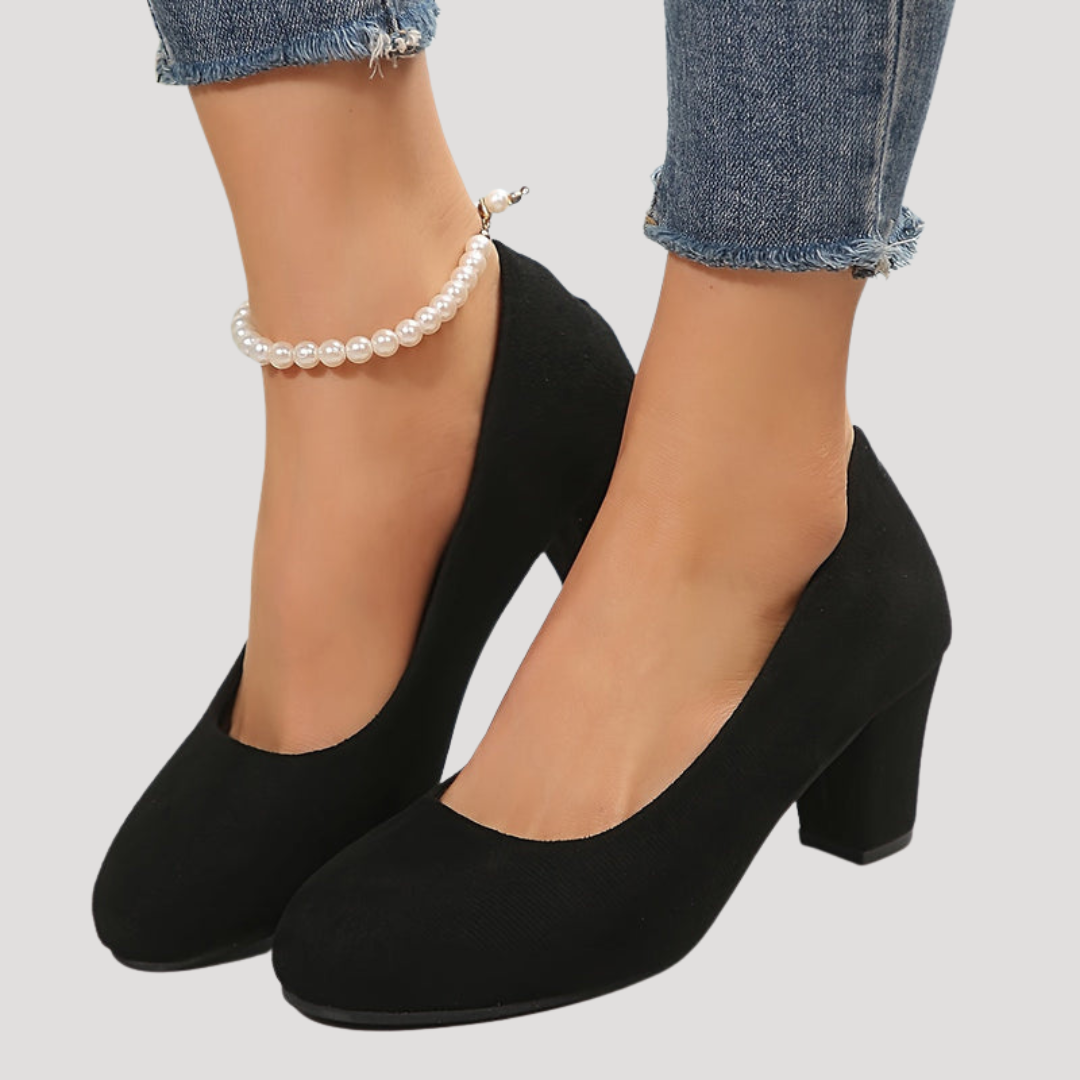 Giselle | Damen Blockabsatz Pumps mit rundem Zehenbereich