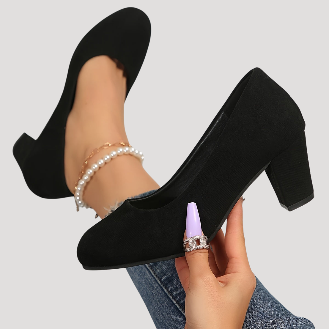 Giselle | Damen Blockabsatz Pumps mit rundem Zehenbereich