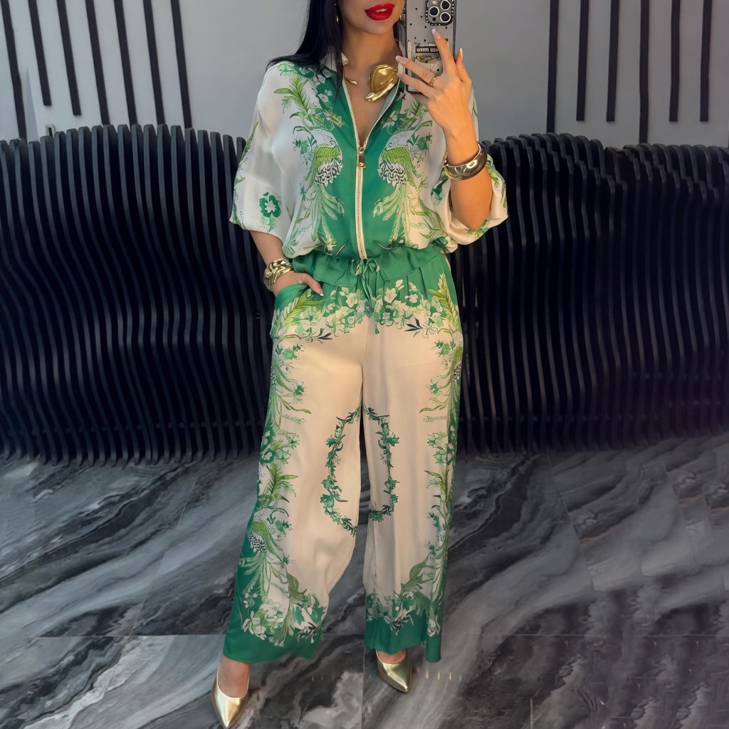 Katya - Eleganter Blumen Drucken Zweiteiliges Set