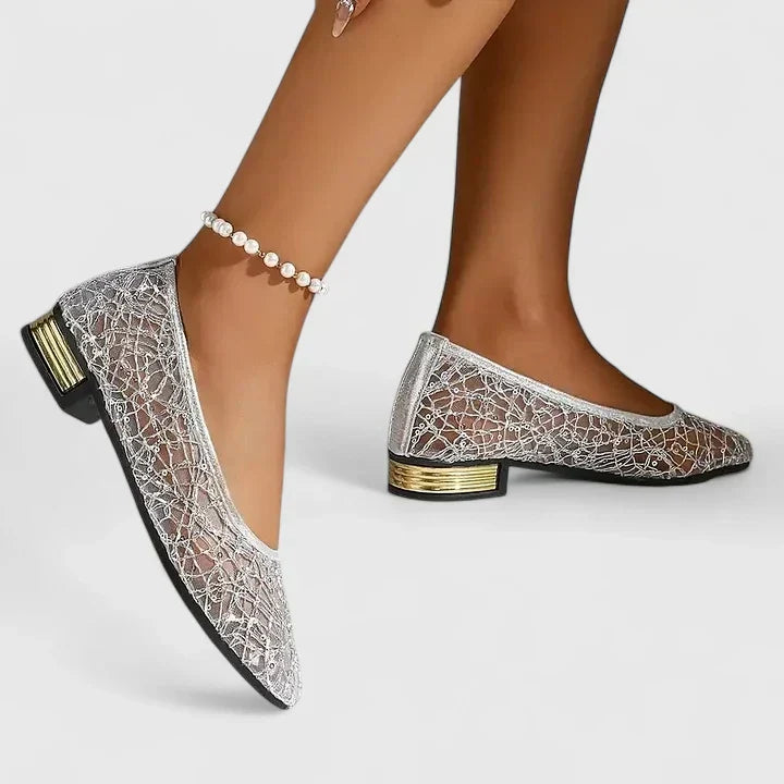 Gwendoline | Damen Spitze Ballerinas mit Komfort Sohle