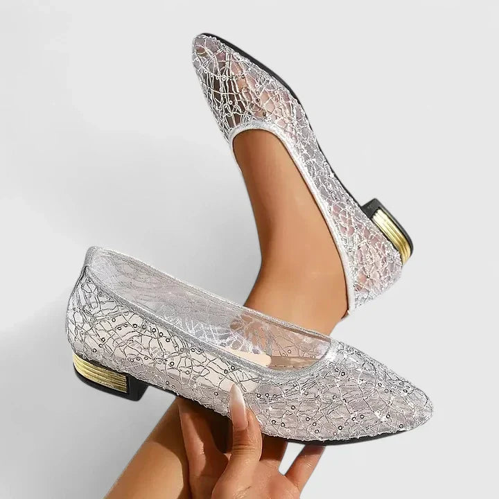 Gwendoline | Damen Spitze Ballerinas mit Komfort Sohle