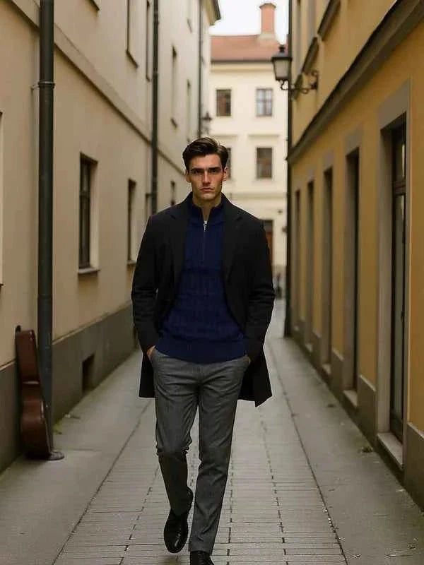 Halber Reißverschluss Pullover Herren