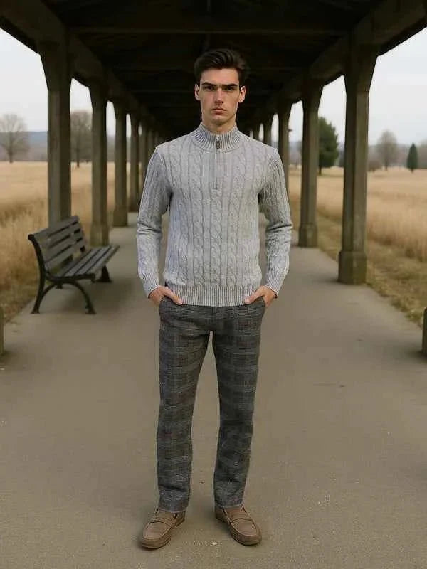Halber Reißverschluss Pullover Herren