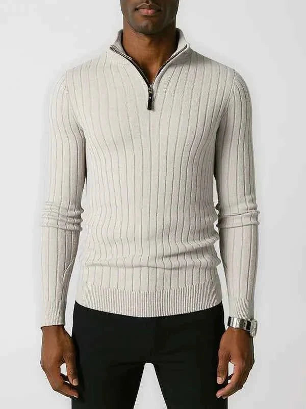 Halber Reißverschluss Strickpullover Herren