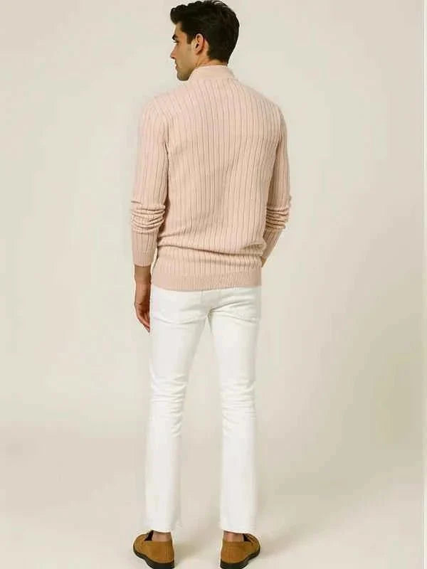 Halber Reißverschluss Strickpullover Herren