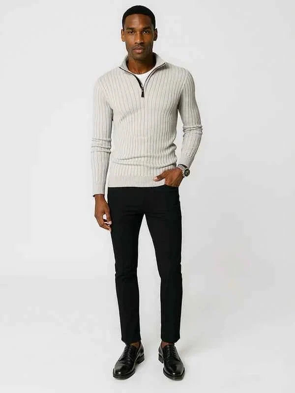 Halber Reißverschluss Strickpullover Herren