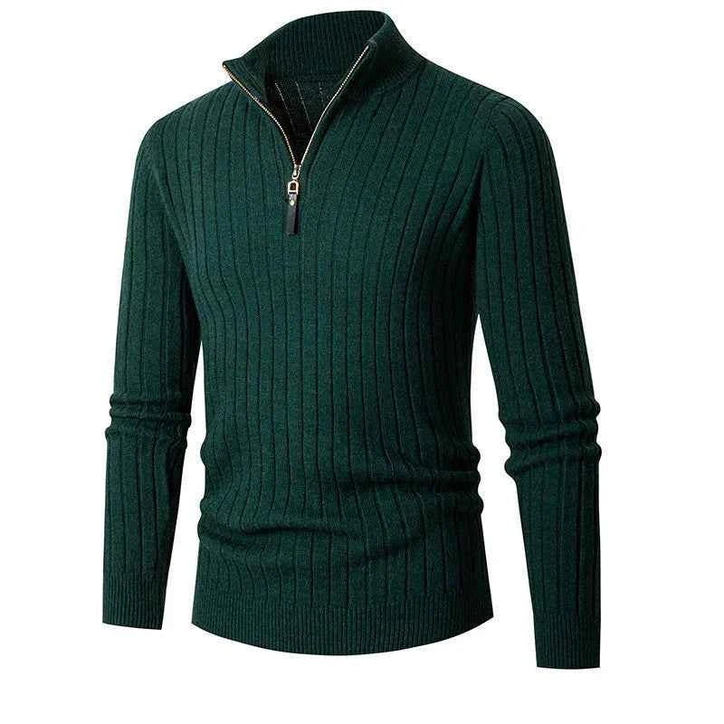 Halber Reißverschluss Strickpullover Herren