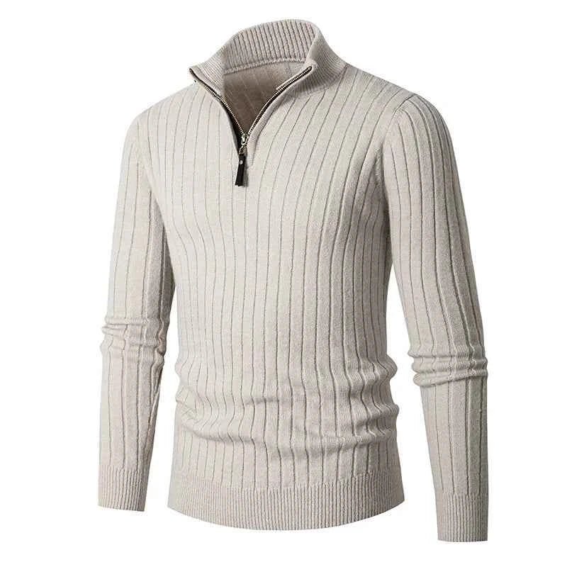 Halber Reißverschluss Strickpullover Herren