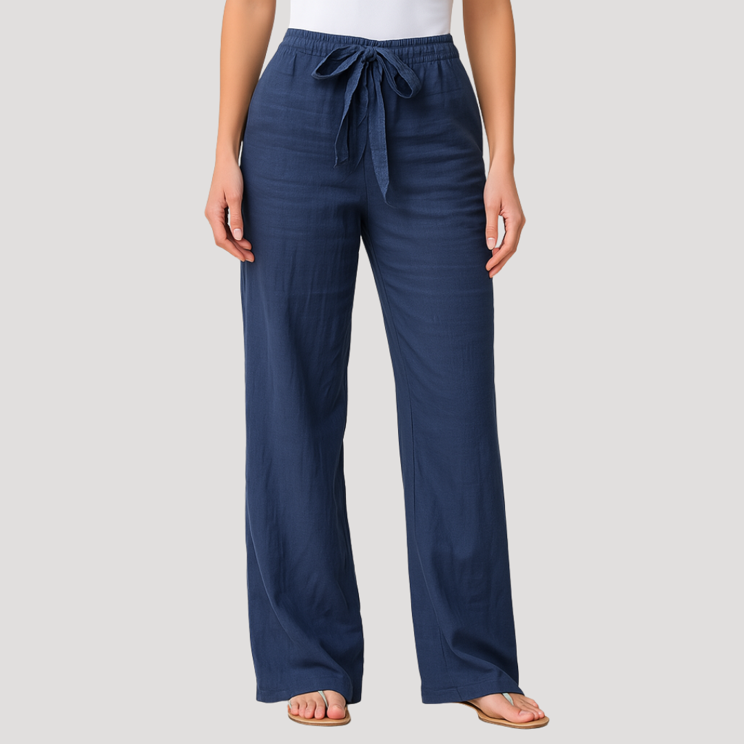 Halvene | Damen Weite Hose Tunnelzug Gummibund