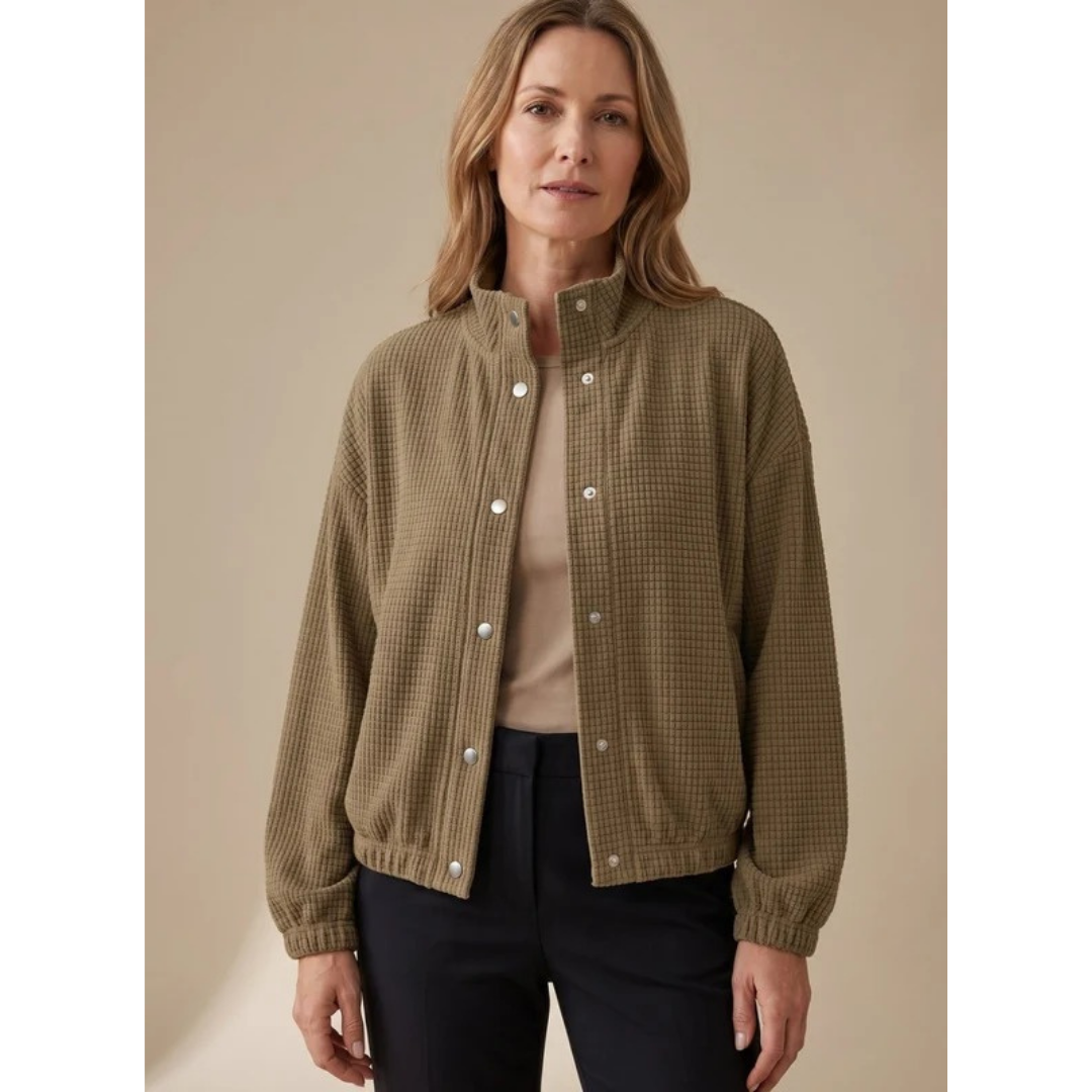 Henrike | Damen Jacke mit Struktur, Stehkragen und Elastischen Bündchen