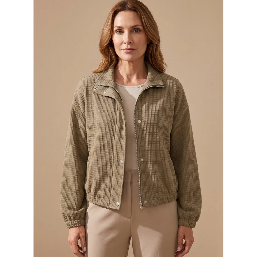 Henrike | Damen Jacke mit Struktur, Stehkragen und Elastischen Bündchen