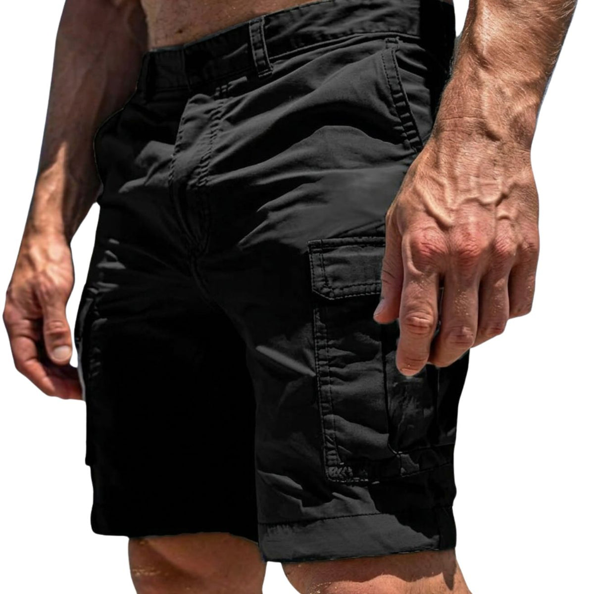 Herren Cargo Shorts mit Knopfverschluss und Seitentaschen