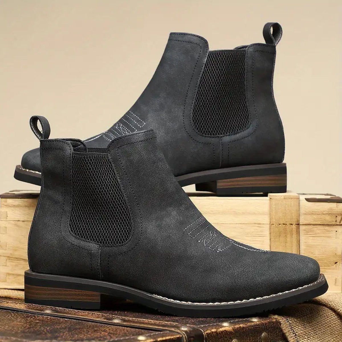 Elias | Herren Chelsea Boots Zeitlose Slip-On Stiefel mit Elastikeinsatz