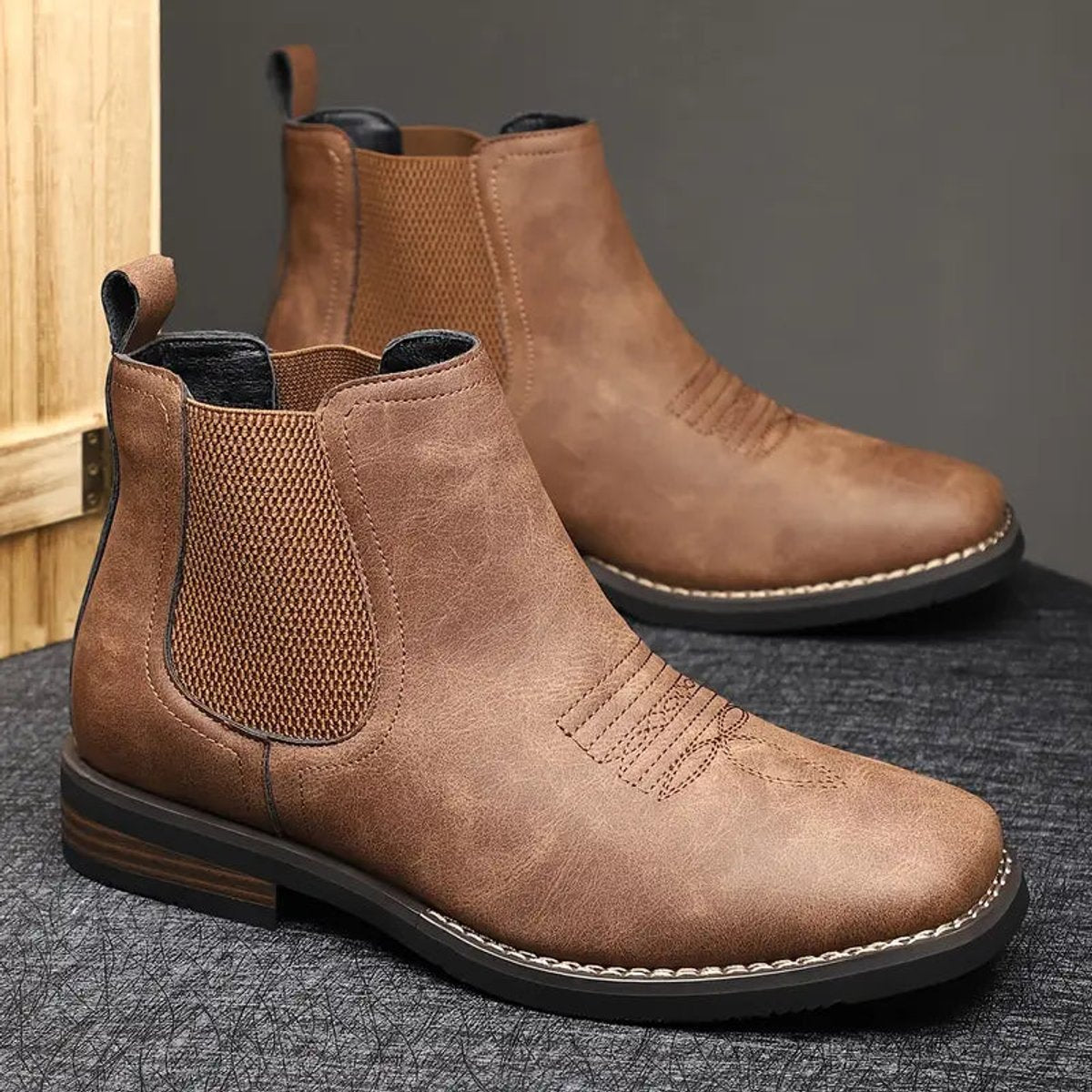 Elias | Herren Chelsea Boots Zeitlose Slip-On Stiefel mit Elastikeinsatz