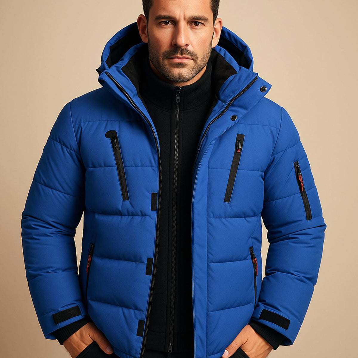 Niklas | Herren Dicke Gefütterte Winterjacke mit Reißverschluss und Kapuze