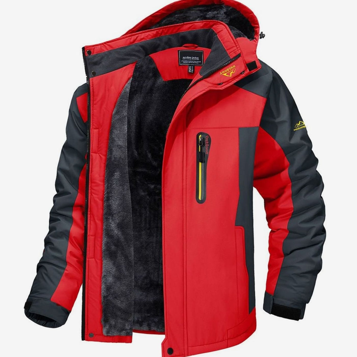 Alexander | Herren Fleecegefütterte Winterjacke mit Reißverschluss Kapuze Outdoor
