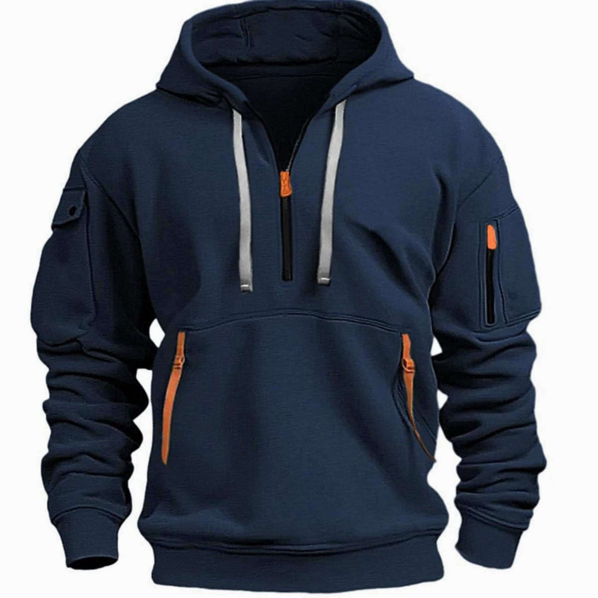 Andreas | Herren Freizeit-Hoodie mit Reißverschluss-Taschen Viertelreißverschluss