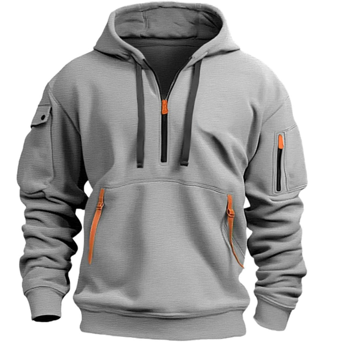 Andreas | Herren Freizeit-Hoodie mit Reißverschluss-Taschen Viertelreißverschluss