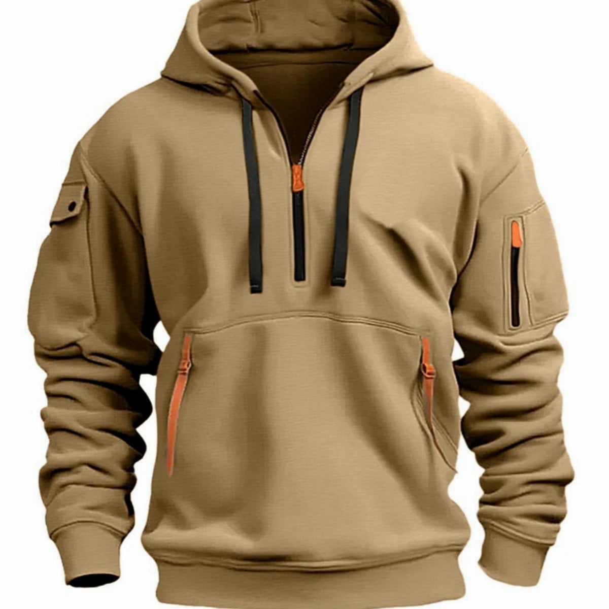 Andreas | Herren Freizeit-Hoodie mit Reißverschluss-Taschen Viertelreißverschluss