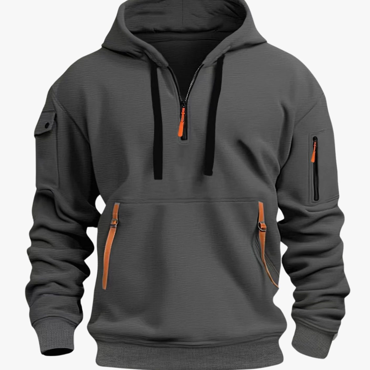 Andreas | Herren Freizeit-Hoodie mit Reißverschluss-Taschen Viertelreißverschluss