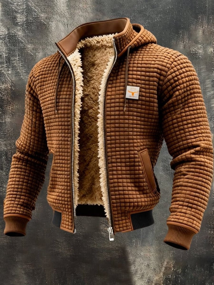 Elias | Herren Gesteppte Fleece-Gefütterte Kapuzenjacke mit Reißverschluss